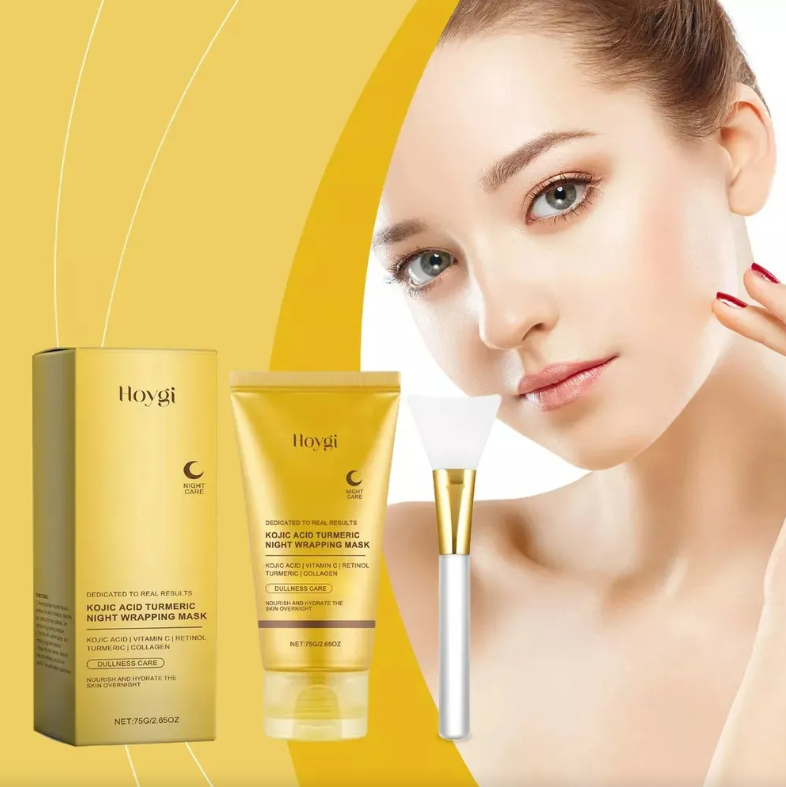 Mascarilla Envolvente de Noche Hoygi con Ácido Kójico, Cúrcuma y Colágeno