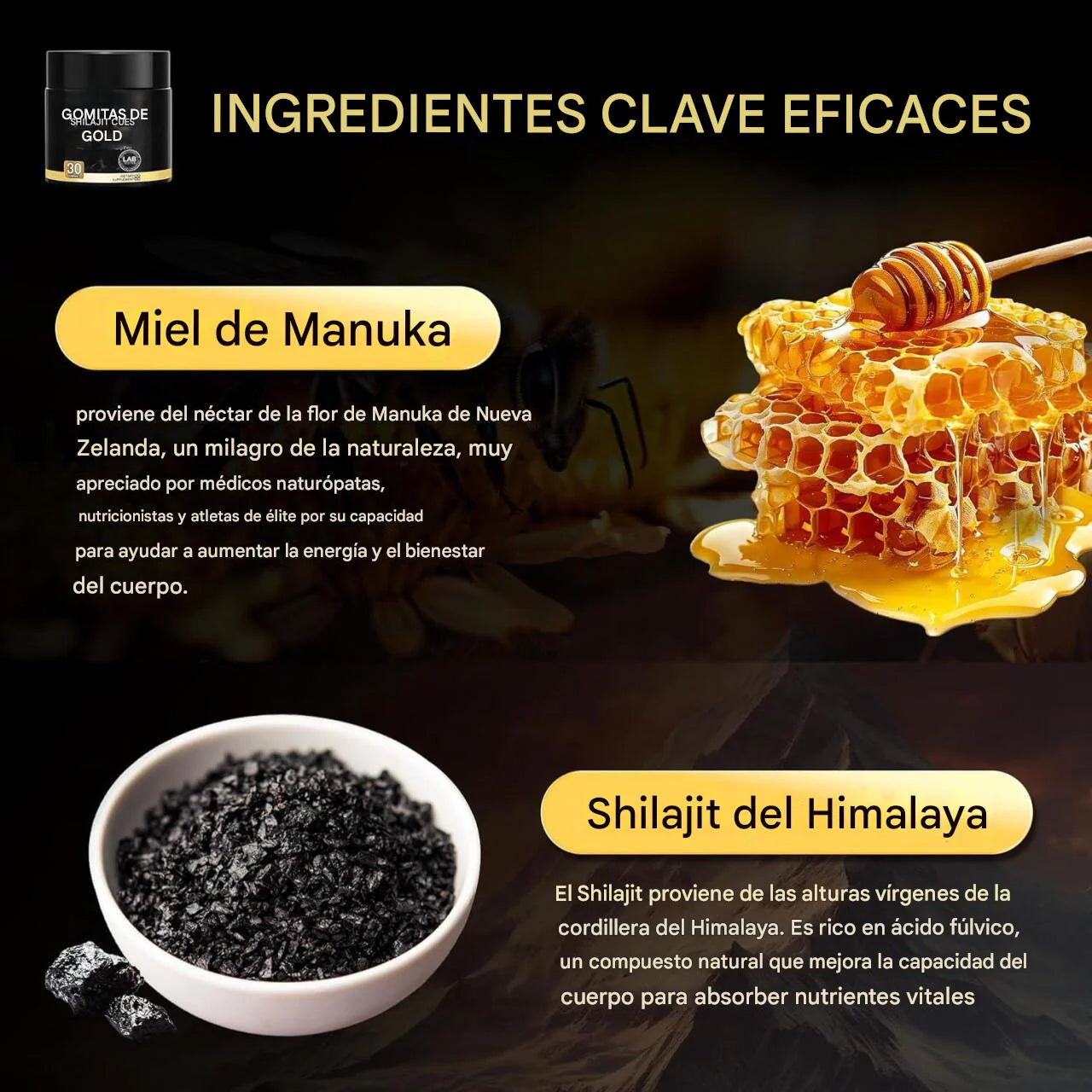 🍯 Gold Shilajit Gummies – Energía y Vitalidad Natural en Forma Deliciosa